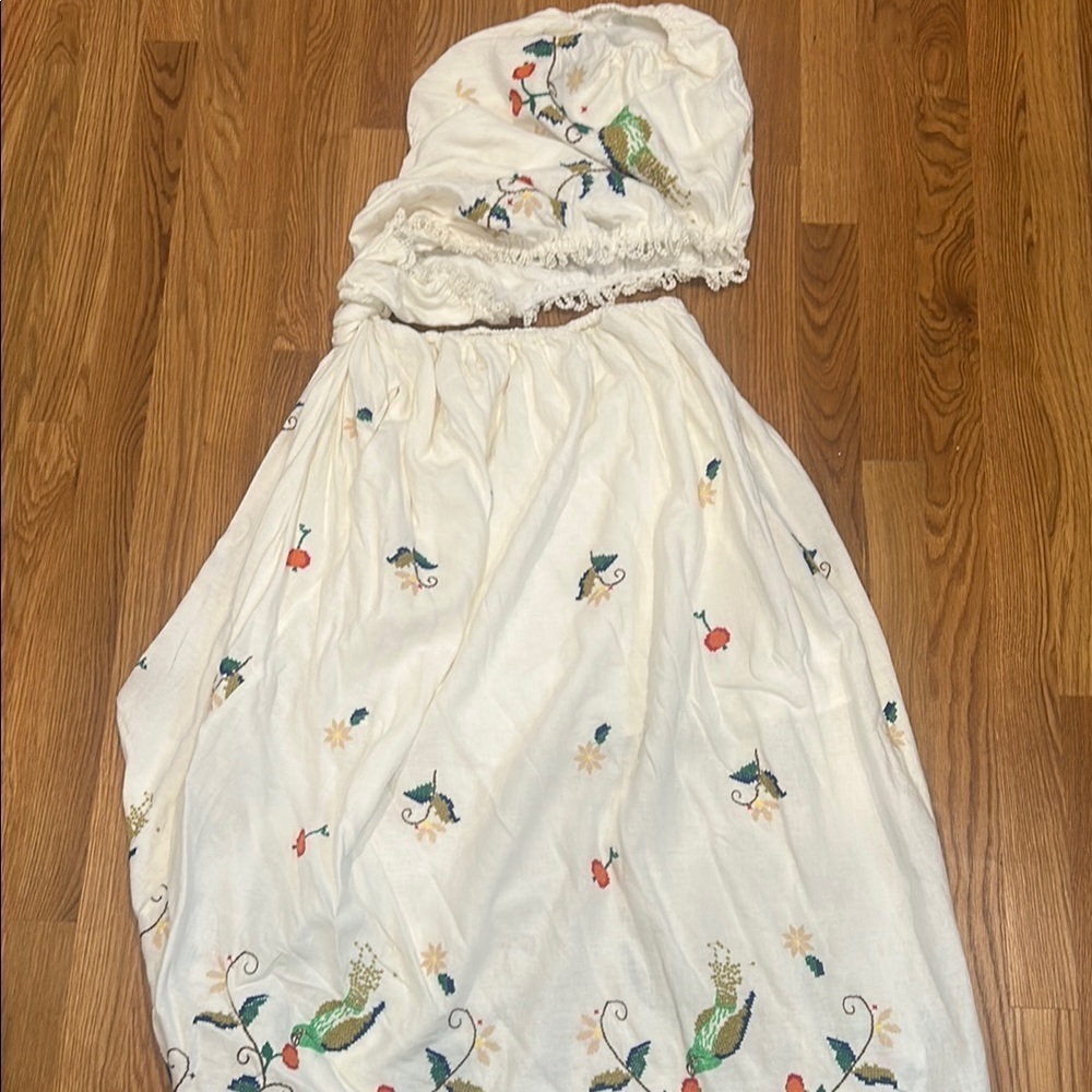 FARM Rio Cream Sleeveless embroidered Pitanga Embroidery Maxi Dress large - Picture 10 of 10